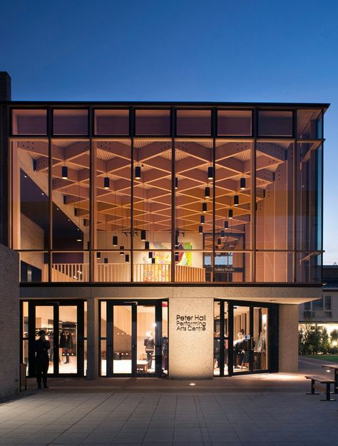 Performing Arts Theater, Technical Theatre, Theater Architecture, Performing Arts School, Theatre Interior, Timber Roof, Facade Lighting, School Campus, Studios Architecture