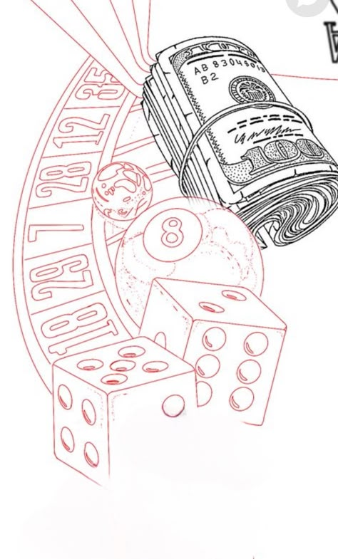 Lifes A Gamble Drawing, Lottery Tattoo, Slot Machine Drawing, Jackpot Tattoo, Poker Chips Tattoo, Tattoo Casino, Hood Tattoos, Gambling Art, Casino Tattoo