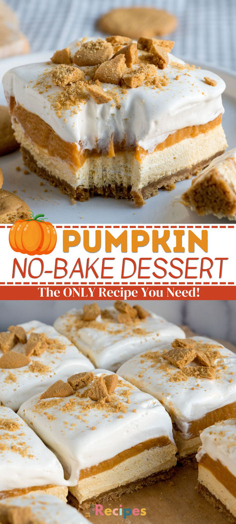 Pumpkin Lush Dessert, No Bake Pumpkin Desserts, Jello No Bake Cheesecake, Pumpkin Lush, Lush Dessert, Lush Recipes, Bake Pumpkin, Baked Cheesecake Recipe, Dessert Bar Recipe