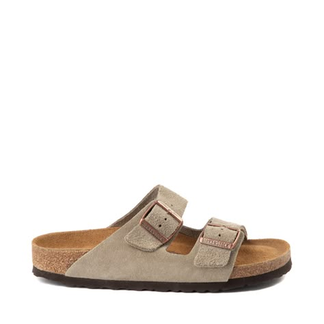 Womens Birkenstock Arizona Soft Footbed Sandal - Stone | Journeys Birkenstock Sandals Women, Birkenstock Style, Birkenstock Sandals Arizona, Birkenstock Women, Footbed Sandals, Birkenstock Sandals, Birkenstock Arizona, Nubuck Leather, Shoe Size Chart