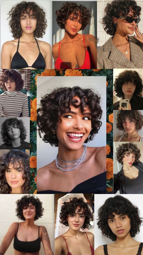 Haircut Inspiration Curly Hair, Short Curly Haircuts With Bangs Fringes, 2c Curly Hair Short, Short Curly Haircut Women, Short Curly Haircuts Blonde, Short Short Curly Hair, Curly Hairstyles 90s, Short 3a Hair, 3b Short Curly Hair