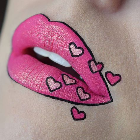 Valentine's Day Lip Art Pink Lips Art, Lip Art Makeup, Lips Art, Sugarpill Cosmetics, Lipstick Designs, Tattoo Henna, Nice Lips, Lipstick Art, Lip Designs