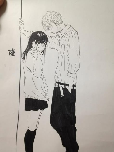 Pin Against Wall Pose, Arte Aries, Couple Poses Drawing, Nagisa Shiota, Manga Couple, Romantic Anime Couples, Manga Couples, Shy Girls, Romantic Manga