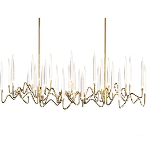 Il Pezzo Mancante Chandelier / Pendant - Il Pezzo 3 Long Hand Forged Structure Italian Modern Crystal, Gold, Brass Long Chandelier, Elegant Candles, Modern Chandeliers, Lighting Chandeliers, Romantic Lighting, Chandelier Pendant, Art Deco Glass, Crystal Light, Metal Candle