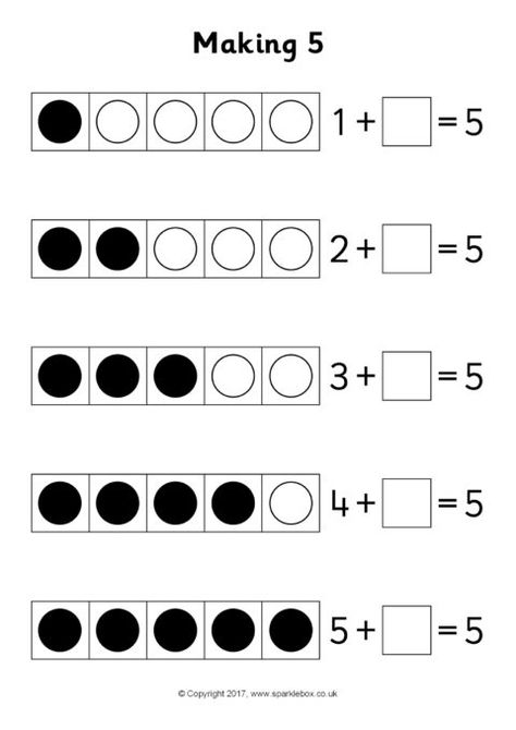 Making 5 Worksheets (SB12206) - SparkleBox Making 5 Math Activities, Number Bond Worksheets Kindergarten, Making 5 Kindergarten, Number Bonds To 5 Eyfs Activities, Number Bonds Worksheets, Holiday Math Worksheets, Math Practice Worksheets, Montessori Math, Classroom Jobs