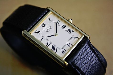 Seiko Rectangular Watch, Seiko Tank, Vintage Seiko Watches, Gentleman Watch, Tank Watch, Classy Watch, Used Watches, Cartier Tank, Seiko Watches