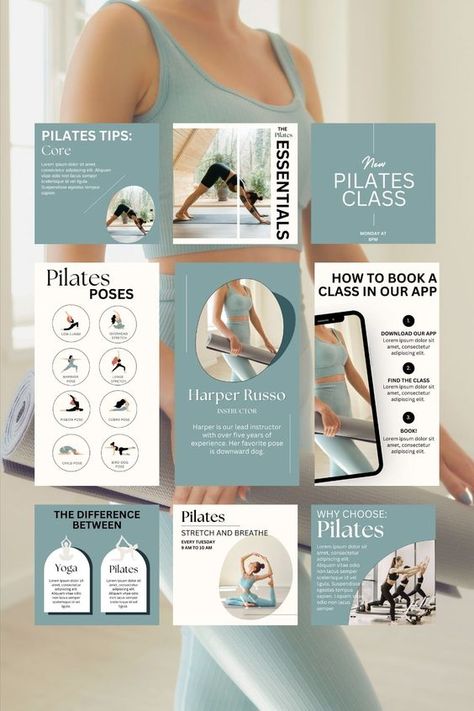 100 Pilates Templates | Pilates Posts and Reels | Pilates Canva Templates | Minimalistic Wellness #InstagramReelsTemplate #instagramreeltemplatefree #instagramreeltemplateaesthetic Pilates Social Media, Pilates Business, Podcast Instagram, Pilates Routine, Coach Instagram, Motion Design Animation, Stories Ideas, Pilates Studio, Latest Instagram