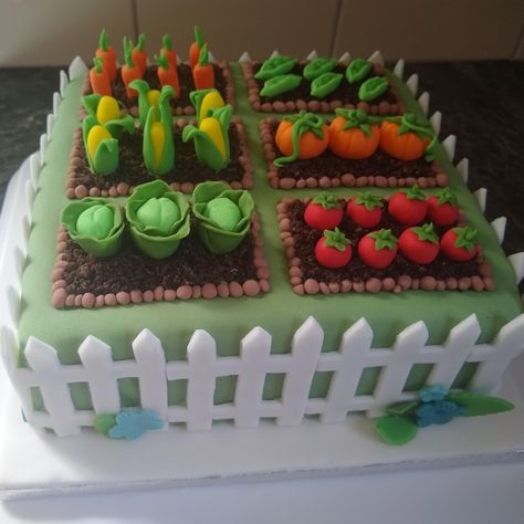 Garden Cake Allotment Cakes Birthday, Allotment Birthday Cake, Allotment Cake Ideas, Gardening Birthday Cake, Allotment Cake, Vegetable Garden Cake, Pictures Of Cakes, Cake For Her, Garden Cake