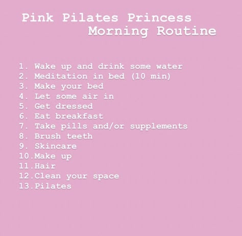 Pilates Princess Routine, Pink Pilates Princess Grocery List, Pink Pilates Breakfast, Morning Pilates Routine, Princess Routine, Morning Pilates, Pink Pilates Princess Breakfast, Princess Morning Routine, Pink Pilates Princess