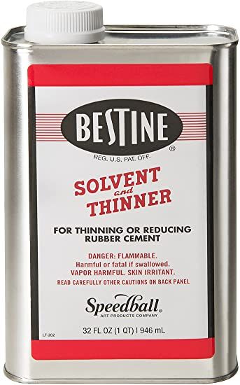 Amazon.com: Bestine Solvent and Thinner for Rubber Cement – Cleans Ink, Adhesive and Parts, 32 Ounce Can: Home & Kitchen Cement Cleaner, Rubber Cement, Sticker Removal, Remove Labels, Paint Thinner, Spray Adhesive, Adhesive Glue, Pen Refills, Glitter Paper