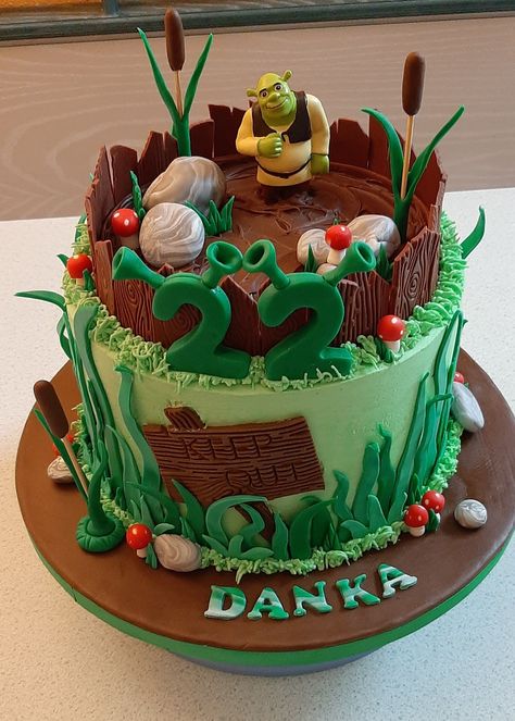 Shrek 21st Birthday Cake, Shrek Cakes Ideas, Shriek Birthday Cake, Shrek Smash Cake, Shrek Bday Cake, Shrek Birthday Cake Ideas, Shrek Swamp Cake, Shrek Birthday Party Cake, Shriek Birthday Party