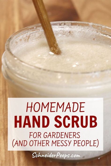 Diy Hand Scrub Recipe, Diy Hand Scrub, Homemade Hand Scrub, Hand Scrub Recipe, Gardeners Hand Scrub, Hand Scrub Diy, Hand Scrub Homemade, Gardening Table, Sugar Hand Scrub