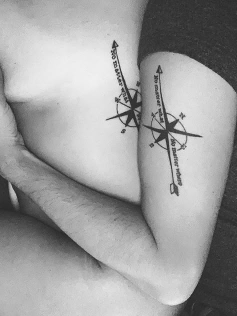 Nautical Couples Tattoos, Couples Compass Tattoo, Free Spirit Tattoo, Compas Tattoo, Pinky Promise Tattoo, Him And Her Tattoos, Promise Tattoo, Couple Tattoos Unique Meaningful, Taboo Tattoo