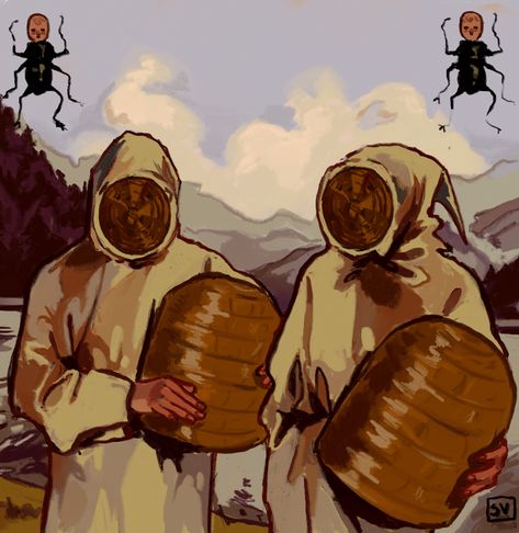 (24) medieval beekeeping | Tumblr Medieval Beekeeper, Medieval Art Paintings, Beekeeper Art, Wicker Man, Man Illustration, Game Pictures, Cool Sketches, Medieval Art, Art Block