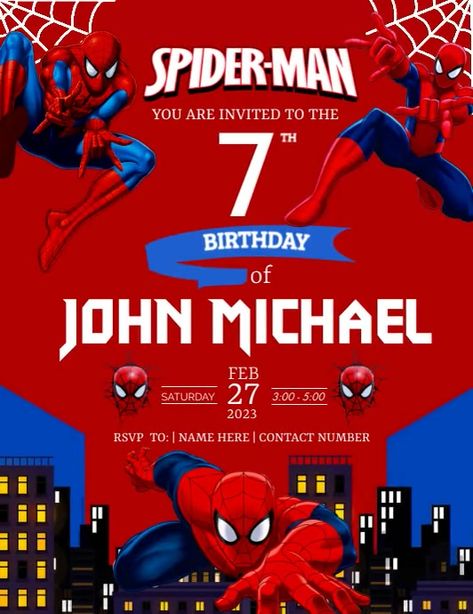 Beautiful Designs Spiderman Background For Invitation, Birthday Invitations Spiderman, Spiderman Birthday Invitations Templates, Spiderman Invitations Free Template, Spiderman Template, Invitation Background Templates, Spiderman Invite, Invitation Card Design Birthday, Birthday Invitation Card Ideas