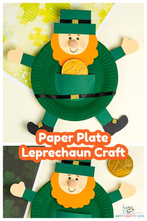 Looking for a fun and easy Leprechaun Craft for St. Patrick's Day? Today I have the pleasure of sharing an adorable paper plate leprechaun craft that kids will love! Paper Plate Leprechaun Craft, Paper Plates Crafts, Plates Crafts, Leprechaun Craft, Fete Saint Patrick, Storytime Crafts, Paper Plate Craft, March Crafts, St Patricks Crafts