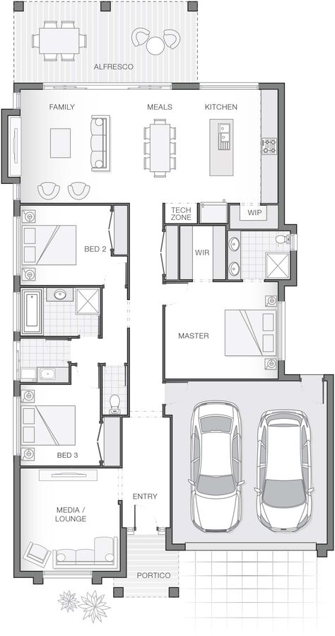 Small Four Bedroom House Plans, 3 Bedroom House Plans Australia, 4 Bedroom House Plans Australia, 4 Bedroom Bungalow Floor Plans, Bg House, Australian House Plans, House Plans Australia, 4 Bedroom House Designs, Narrow House Plans