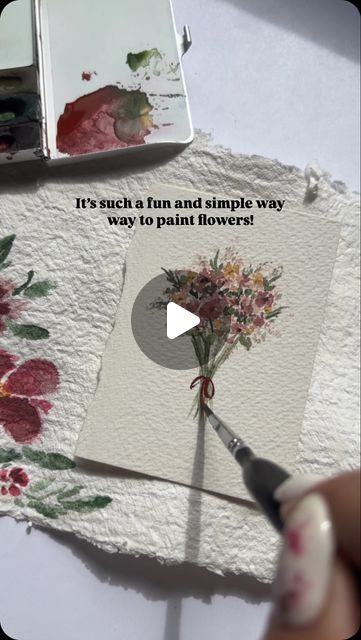 Bree Copley on Instagram: "If you don’t have a sponge in your watercolor kit, you are missing out! Here’s why you NEED to add sponges to your supply list ⬇️ plus a list of the supplies I used.   Sponges are a great addition to use alongside brushes. They are great for trees.(see my highlight bubble titled “ mini tutorials” to see that one) grass , add texture, and in this case flowers!  ⭐️ For this particular tutorial I prefer to apply the paint as little dots  to the paper , and then dab with the sponge OR you can dip the sponge directly into the paint and then dab it  on the paper. Either way works Just play around with it to get a feel of what method you prefer.   So what do you do with your painting when it’s done ?  Display it? Use it as a gift tag or card? Well  this one was a smalle Mini Flowers Painting, Paint Cards Ideas, Watercolor Supplies, Watercolor City, Watercolor Beginner, Watercolor Flowers Tutorial, Watercolor Kit, Learn Watercolor, Watercolor Paintings For Beginners