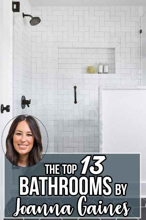 13 Best Bathrooms by Joanna Gaines - Nikki's Plate Master Shower Tile Combinations, Bathroom Ideas Joanna Gaines, Joanna Gaines Bathrooms, Magnolia Homes Bathroom, Joanna Gaines Bathroom Ideas, Bathroom Joanna Gaines, Joanna Gaines Bathroom, Best Bathrooms, Magnolia Bathroom