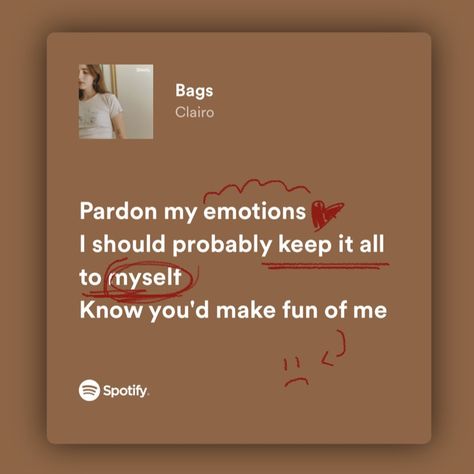 Clairo Aesthetic Lyrics, Bags By Clairo Poster, Clairo Bags Lyrics, Bags Clairo Tattoo, Bags Clairo Aesthetic, Lyrics Annotated, Clairo Spotify, Clairo Lyrics, Bags Clairo