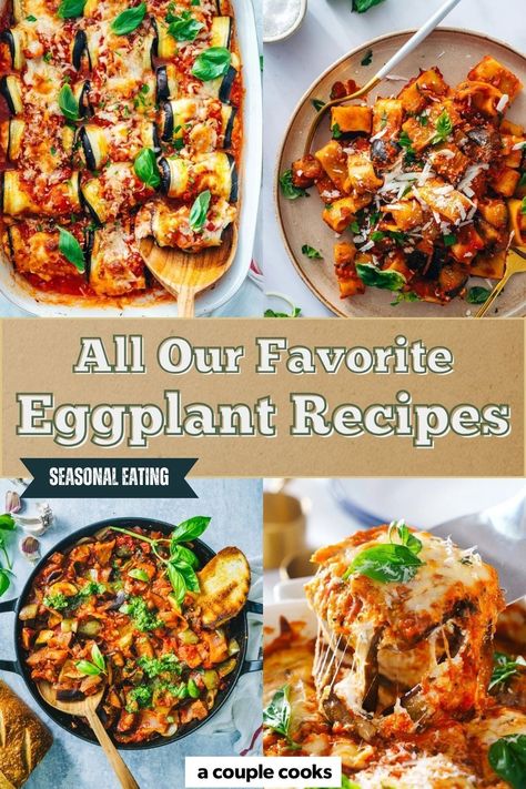 Eggplant Recipes that are classic, delicious, and perfect for any meal! From eggplant Parmesan to ratatouille, there’s something for everyone. Pop over to our site for some recipe inspiration! Recipes With Eggplant Healthy, Dinner Ideas With Eggplant, Cabbage And Eggplant Recipes, Zucchini Eggplant Recipes, Eggplant Ratatouille, Roasted Eggplant Pasta, Best Eggplant Recipe, Roasted Eggplant Recipes, Eggplant Recipes Easy