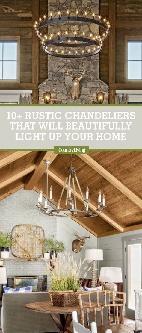 12 Rustic Chandelier Ideas - Best Country Farmhouse Chandeliers Farmhouse Chandelier Bedroom, Cabin Chandelier, Lodge Chandelier, Modern Rustic Chandelier, Living Room Country, Rustic Chandeliers, Room Country, Chandelier Farmhouse, Farmhouse Chandeliers