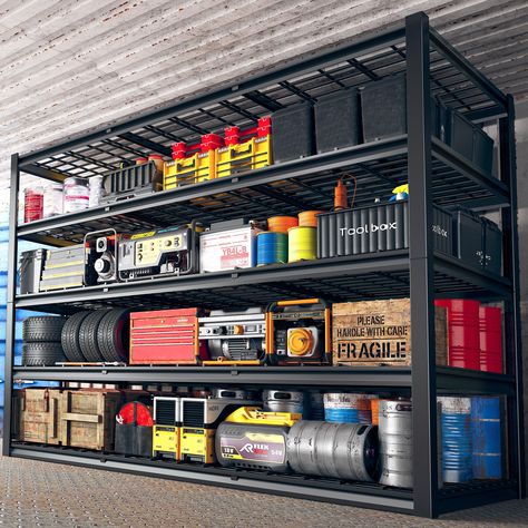 PRICES MAY VARY. 【60 "W x 72"H x 24"D Wide Storage Shelves heavy duty】The garage shelving heavy duty is suitable for garage, warehouse, basement, warehouse,Library, etc. The 5 tier metal shelves for storage shelves not only expands your storage space, makes your home clean and orderly, is your best choice. 【3000LBS Capacity Heavy Duty Garage Shelves】REIBII heavy duty garage shelving unit has thickened double metal legs. Made of high-quality metal, each solid thickened metal shelving with 9 big r Warehouse Library, Stable Garage, Heavy Duty Garage Shelving, Heavy Duty Storage Shelves, Industrial Garage, Shelves Industrial, Garage Warehouse, Garage Shelving Units, Diy Garage Storage Cabinets