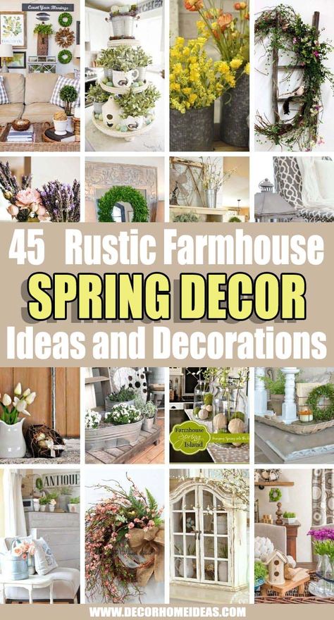 Diy Spring Decor Farmhouse, Country Spring Decor, Farmhouse Easter Table Decor, Spring Display Ideas, Spring Vintage Decor, Country Cottage Spring Decor, Cottage Spring Decor, Early Spring Decorating Ideas, Spring Vignettes Display Ideas