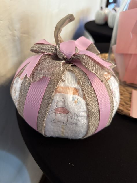 Diaper baby girl pumpkin Pumpkin Diaper Cake Girl, Little Pumpkin Baby Shower Ideas Girl, Pumpkin Diaper Cake, Lil Pumpkin Baby Shower, Pink Pumpkin Baby Shower, Diy Diaper Cake, Girl Shower Themes, Diaper Wreath