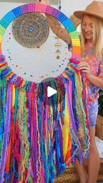 Earth2Jaz on Instagram: "Would YOU hang this rainbow dreamcatcher in your home? . . . #dreamcatcher #dreamcatchers #handmadeart #artsandcrafts #craftproject #craftideas #craftreel #craftinspo #rainbowdecor #wallart #bohodecor #timelapse #decorinspo" Wall Hangings Diy, Rainbow Dreamcatcher, Instagram Wall, Rainbow Decorations, Idea Board, Dreamcatchers, Dream Catchers, May 20, Handmade Art