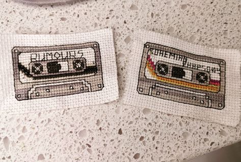 Custom cassette cross-stitch @katieandcrafting Creative Thoughts, Cross Stitch