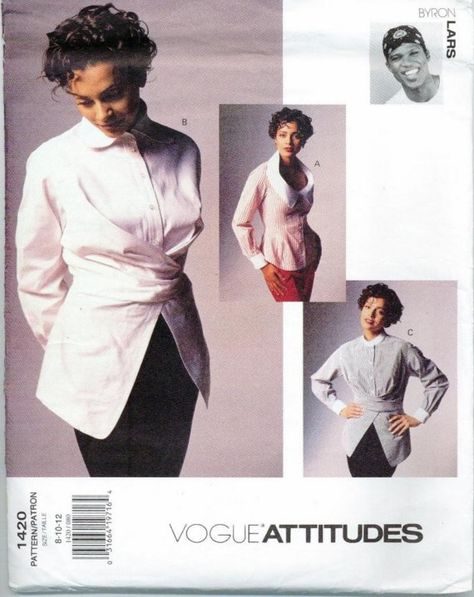 1990s Byron Lars shirts pattern - Vogue 1420 Black Fashion Designers, Byron Lars, Shirts Pattern, Simplicity Patterns Dresses, Sew Patterns, Patron Vintage, Shirt Sewing, Sewing Tops, Shirt Sewing Pattern