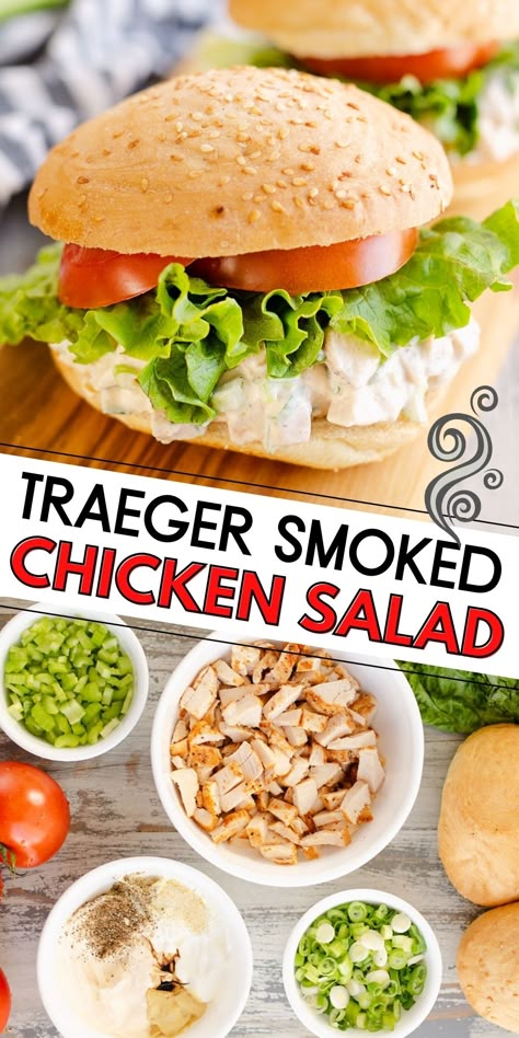 Smoked Chicken Salad Recipe, Salad Seasoning Recipe, Smoker Recipes Chicken, Smoked Chicken Salad, Chicken Salad Dressing, Traeger Cooking, Pellet Smoker Recipes, Smoked Vegetables, Smoker Ideas