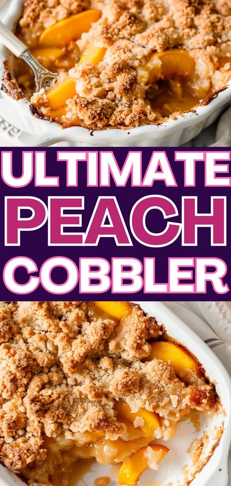 Looking for the perfect peach recipes? Try this peach dessert recipe that's a healthy option and uses fresh, canned, or frozen peaches! This fresh fruit dessert is ideal for any occasion. Whether you're craving a cobbler with canned peaches or just love homemade fruit desserts, this easy quick peach cobbler is a must-try. Our canned peaches cobbler recipe is simple and delicious. Save this can peaches recipe for a quick peach cobbler that's sure to impress! Canned Peaches Cobbler, What To Do With Peaches, Peaches Cobbler, Peach Dessert Recipe, Fresh Peach Cobbler Recipe, Cobbler With Canned Peaches, Can Peaches Recipes, Quick Peach Cobbler, Can Peach Cobbler