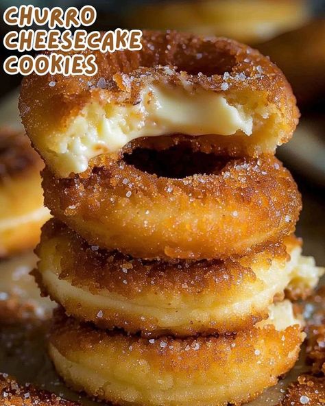 Cheesecake Donut, Donut Cookies, Churro Cheesecake, Baking Hacks, Cheesecake Cookies, Bakery Desserts, Köstliche Desserts, Best Recipe, Sweet Snacks