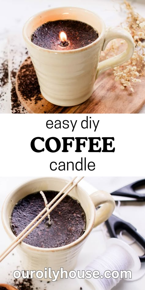 Coffee lovers, rejoice! Discover the secret to making your home smell like a coffee and cake shop with these beautiful homemade candles. Diy Coffee Crafts, Fruit Candles Diy, Coffee Mug Candles Diy, Homade Candles Diy, Pretty Candles Diy, Homemade Candles To Sell, Selling Homemade Products, Candle Making Diy Homemade, Diy Gifts For Coffee Lovers