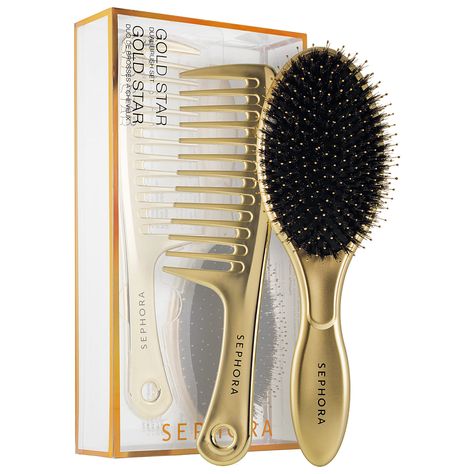 Stocking Stuffer: Sephora Gold Start Dual Brush Set — INDIQUE LIFE Ghd Hair Straightener, Boar Brush, Up Hair Styles, Hair Tool Set, Best Bridesmaid Gifts, Hair Brush Set, Hair Gift, Makeup Store, Beauty Needs