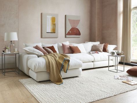 Harmony because the warm colors of the entire room compliment each other and there is no drastic contrast. Loaf Sofa, Corner Sofa Bed, Sofa Frame, Comfy Sofa, L Shaped Sofa, Beautiful Bedding, Chaise Sofa, Front Room, Living Room Inspiration