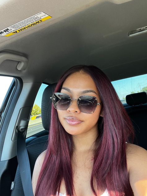 Black Cherry Hair Black Women, Black Cherry Hair Color Black Women, Red Highlights On Dark Hair Black Women, Dark Red Sew In, Cherry Cola Hair Color On Black Women, Wine Red Hair Color For Black Women, Burgundy Sew In Weave Leave Out, Deep Red Hair Color Black Women, Burgundy Sew In