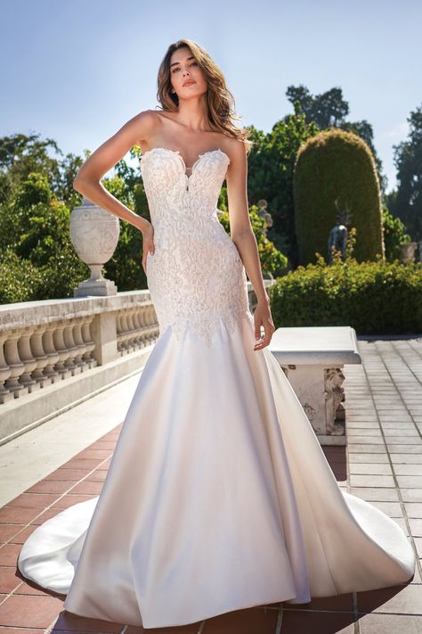 F221012 Dramatic Mikado Mermaid Strapless Wedding Dress with Embroidered Lace Applique on Bodice Wedding Dresses Near Me, Strapless Wedding Dress Mermaid, Jasmine Bridal, Strapless Prom Dress, Pink Wedding Dress, Sleeve Wedding Dress, Wedding Dresses Strapless, Lace Mermaid, Summer Wedding Dress