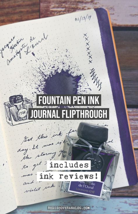 Ink Journal, Fountain Pen Ink Bottles, Vintage Stationary, Best Fountain Pen, Dot Grid Journal, Goulet Pens, Drawing Watercolor, Bullet Journal Art, Bottled Ink