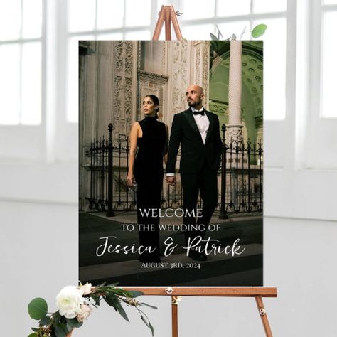 $28.75 | Photo wedding welcome sign fully customizable #wedding, welcome, sign, entrance, printed, personalized, photo, poster, board, reception Wedding Boards Signs Entrance, Photo Poster Board, Poster With Photo, Engagement Party Welcome Sign, Reception Poster, Entrance Signage, Elegant Engagement Party, Welcome Signs Front Door, Entry Signs