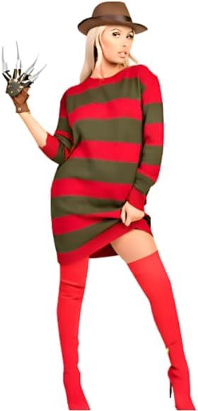 STAR FASHION Ladies Horror Freddy Krueger Style Halloween Red Green Stripe Knitted Jumper Dress Top 12-14 : Amazon.co.uk: Fashion Freddy Krueger Costume Women, Homecoming Fits, Freddy Krueger Costume, Horror High, Halloween Jumper, Fancy Dress Halloween, Fancy Dress Halloween Costumes, Halloween Party Costume, Easy Halloween Costume