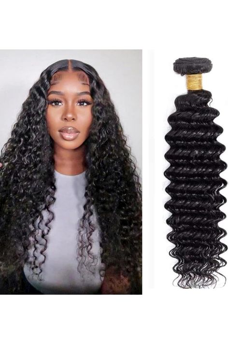 Deep Wave Human Hair Bundles 10A Brazilian Virgin Human Hair 16 Inch 100% Unprocessed Water Wave Bundles Double Weft 1 Bundles Deep Curly Weave Natural Color Deep Curly Weave, Deep Wave Human Hair, Curly Weave, Wig Colors, Curly Weaves, Human Hair Bundles, Deep Curly, Water Waves, Deep Wave