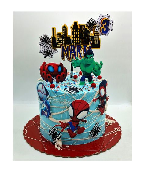 Spidey y sus amigos cake Spiderman And Amazing Friends Cake, Spidey And Hulk Cake, Spider And Friends Birthday Cake, Spidey And His Amazing Friends Party Food Ideas, Spider-man And His Amazing Friends Cake, Spider Man And Friends Cake, Spidey And Amazing Friends Birthday Cake, Spider And His Amazing Friends Birthday Cake, Spidey And His Friends Cake