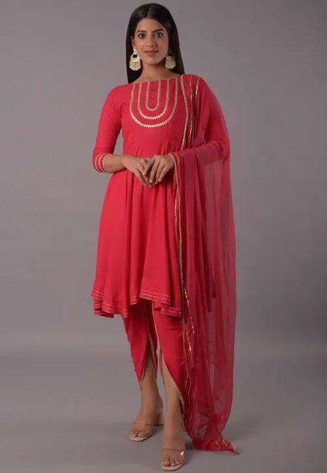 Embroidered Rayon Punjabi Suit in Dark Pink : KUR57 Indian Suits Punjabi, Party Wear Dresses Indian, Dhoti Salwar Suits, Indian Party Wear Dresses, Wedding Outfits Indian, Latest Salwar Suits, Latest Salwar Kameez, Indian Wedding Outfit, Salwar Dress