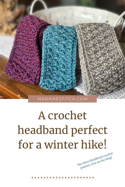 Need a head covering but don’t want to wear a heavy hat? Try a headband instead! The Neve Alpine Stitch Headband is a warm, stylish alternative that will protect your ears from the elements. Crocheted with the beautiful alpine stitch, the headband has loads of texture and ample coverage against the weather. The crochet pattern comes in child and adult sizes. The PDF incudes a crochet chart and detailed written instructions. #alpinestitchheadband Crochet Womens Headband, Crochet Earwarmers Free Pattern, Chunky Crochet Headband Pattern Free, Crocheted Headbands Free Patterns, Crochet Winter Headband Pattern Free, Crocheted Ear Warmers, Crochet Winter Headband Pattern, Simple Crochet Headband Pattern Free, Crochet Ear Warmer Free Pattern Easy