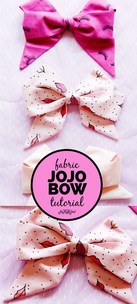 Diy Fabric Ribbon Bow, Cotton Fabric Bows Diy, Jojo Bows Diy, How To Make A Hairbow With Fabric, Bows Made From Fabric, How To Make A Bow Barrette, Fabric Hair Bow Diy, How To Make Fabric Hair Bows, Diy Fabric Bows No Sew