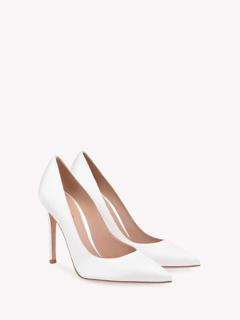 Bridal and Ceremony Collection | Gianvito Rossi Louis Vuitton White Heels, White Wedding Heels, White Stiletto Heels, White Heels Wedding, Gianvito Rossi Heels, White Stilettos, Beautiful Wardrobe, Luxury Heels, Men Shoes Formal