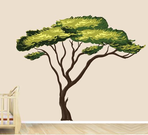 Safari Tree, Jungle Stickers, Jungle Wall Decals, African Tree, African Jungle, Tree Decal, Jungle Wall, Acacia Tree, Tree Decals